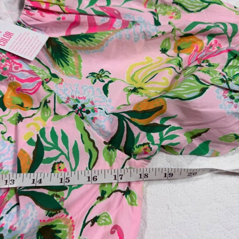 Lilly‎ Pulitzer Knoxlie Dress Women 8 Pink Preppy Floral Puff Sleeve NWT